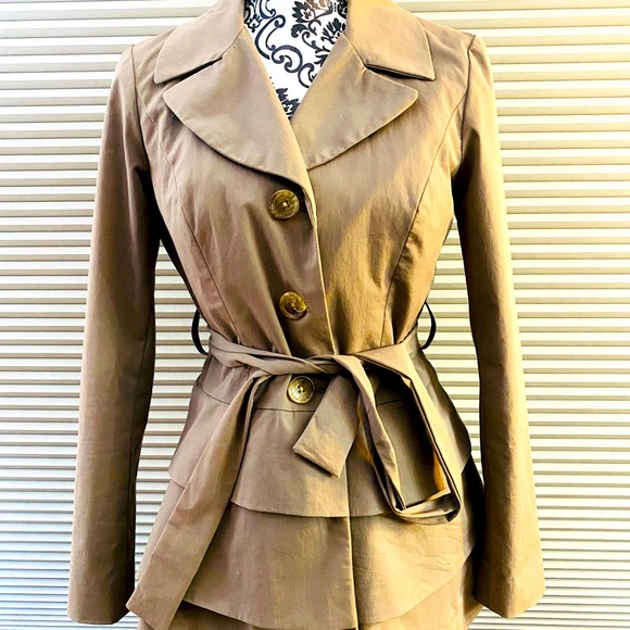 Cynthia Rowley Ruffled Trench Coat Small - Picture 1 of 6
